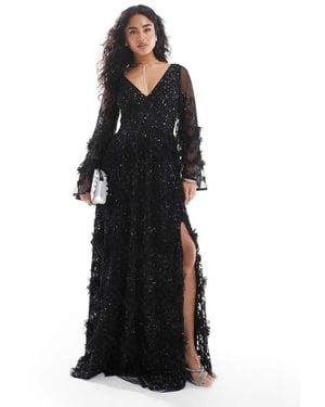 Maya Fully Embellished Maxi Dress - Black