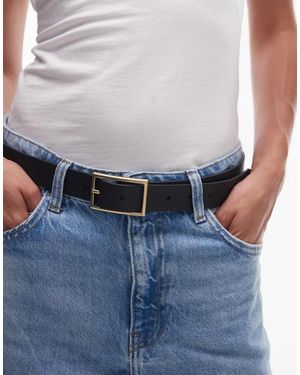 Levi's Rectangle Buckle Leather Belt - Blue