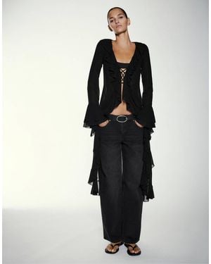 Pull&Bear – langer kimono - Schwarz