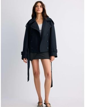 Stradivarius Oversize-trenchcoat mit soft-touch - Schwarz