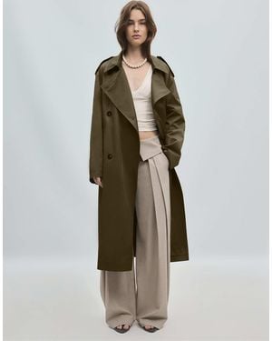 Stradivarius Langer basic-trenchcoat - Grün