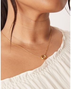 ASOS Asos Design Curve Waterproof Stainless Steel Necklace With Circle Loop Pendant - Natural