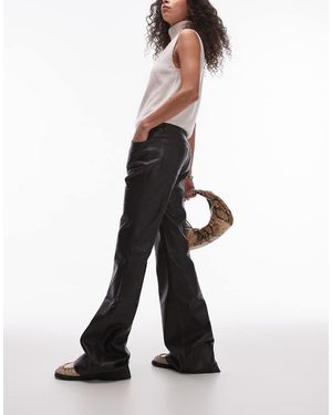 Mango Flare Leg Leather Look Trouser - White