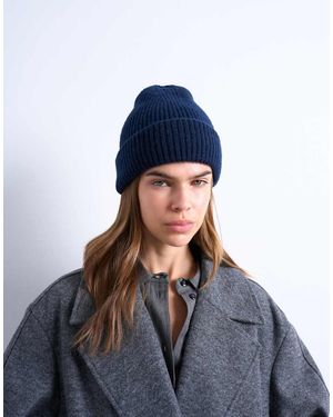 TOPSHOP Henry Ribbed Beanie - Blue