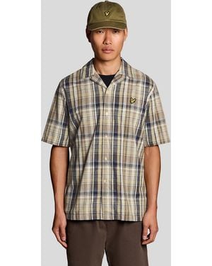 Lyle & Scott Ss Woven Shirts Linen Check Short Sleeve Shirt - Grey