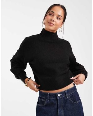 ASOS High Neck Jumper With Raglan Detail - Black