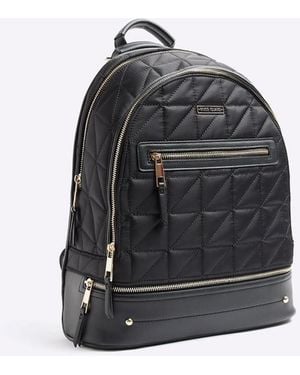 River Island Quilted Zip Backpack - Grey