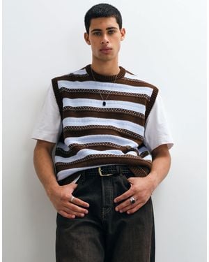 ASOS Oversize-strickweste mit rundhalsausschnitt - Weiß
