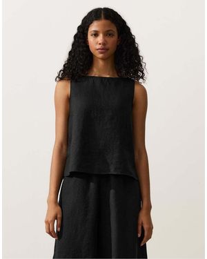 Oysho 100% Linen Square Top - Black