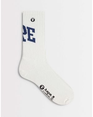 Aape By A Bathing Ape Aape By A Bathing Ape Logo Socks - White