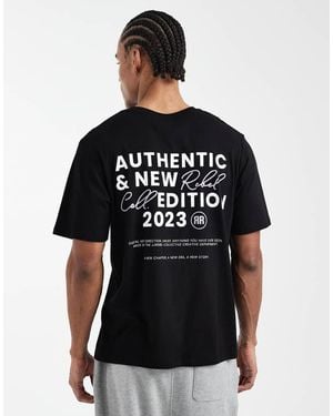 JJ Rebel Oversized T-Shirt With Logo Back Print - Black