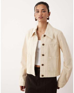Mango Denim Jack Van Katoen - Naturel