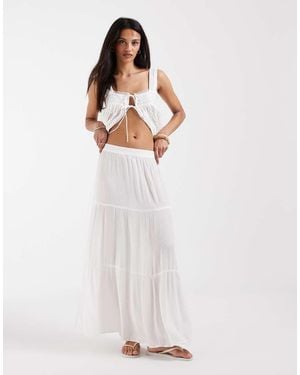 ONLY Tiered Maxi Skirt - White