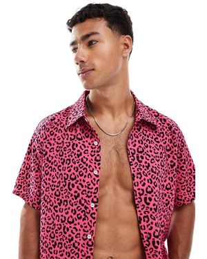 OOSC Leopard Short Sleeve Shirt - Red
