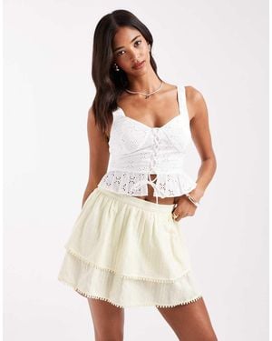 Wednesday's Girl Textured Tiered Mini Skirt - Natural