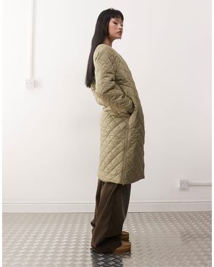 Noisy May Quilted Longline Jacket - Green