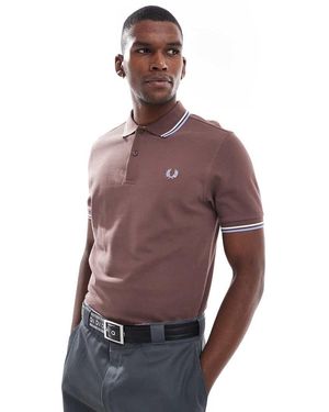 Fred Perry Poloshirt Met Contrasterende Streepjes - Paars