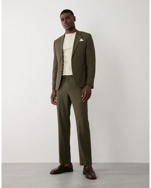 River Island Linen Blend Suit Trousers - Green