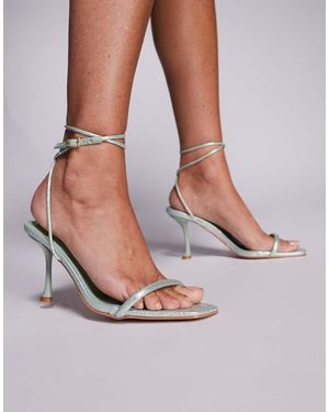 SIMMI Piella Snake Strappy Heeled Sandals - Green