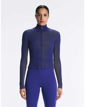 Oysho – figurbetonte jacke aus rippstrick - Blau