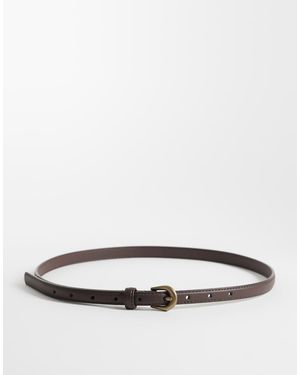 ASOS Cinturón Marrón Para Cadera Y Cintura Con Diseño Deslizante De Hebilla Dorada - Blanco