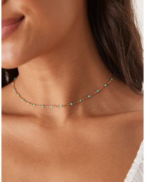 ASOS Waterproof Stainless Steel Necklace With Simple Bead Dot-dash Design - Brown