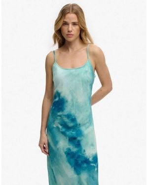 Superdry Printed Maxi Slip Dress - Blue