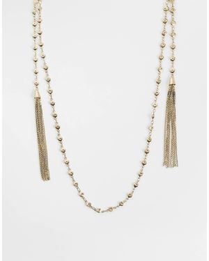ASOS Wraparound Necklace With Tassel Detail - Natural