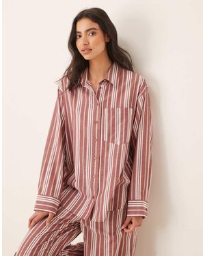 ASOS Geweven Pyjamashirt Met Lange Mouwen - Roze