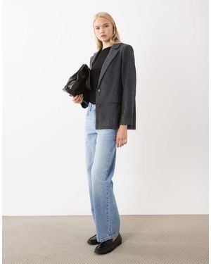 Mango Teen Jack Met Marineblauwe Ruit - Wit