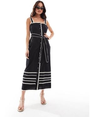 French Connection Cambria Cotton Ricrac Midi Dress - Black