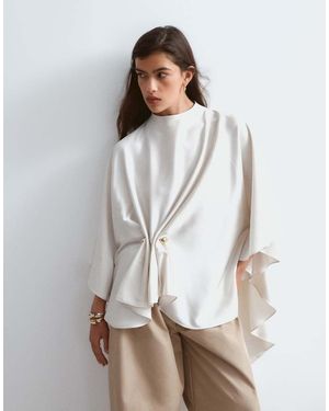 ARRANGE Satijnen Top Met Drapering En Hardwaredetail - Wit