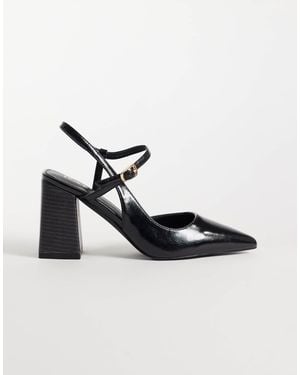 Raid Merrill Block Heeled Slingback Shoes With Pointed Toe - Metallic
