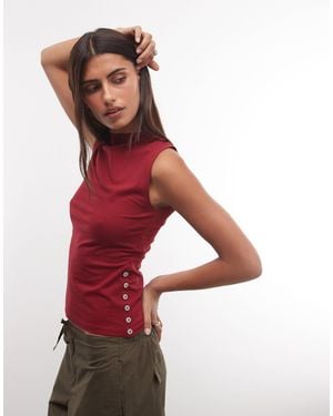 Weekday Tanktop mit knopfdetail an der seite - Rot