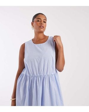 Pieces Plus Pieces Curve Sleeveless Smocking Ditsy Floral Maxi Dress - Blue