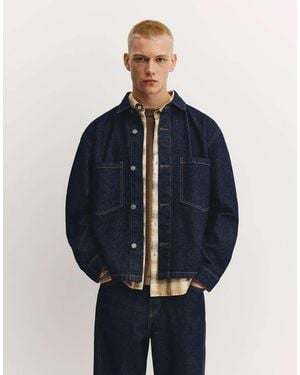 Pull&Bear Denim Shirt With Pockets - Blue