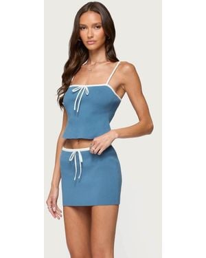 Edikted Pheobe Contrast Knit Tank Top - Blue