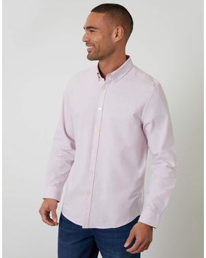 Threadbare Oxford Cotton Slim Fit Long Sleeve Shirt - Purple