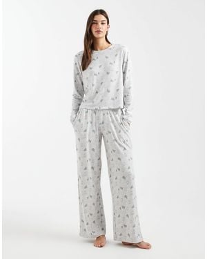 Hollister Low Rise Wide Leg Pajama Bottoms Co-ord - Gray