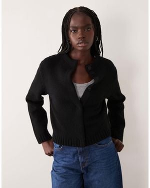 ARKET Cardigan aus reiner wolle, langärmlig, mit hohem kragen - Schwarz
