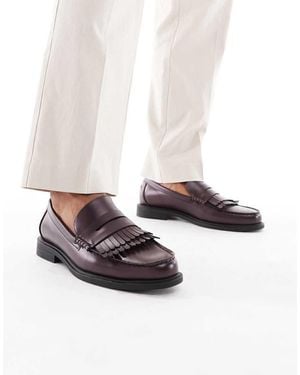 ASOS Mocassini College Color Bordeaux Con Frange - Bianco