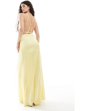TFNC London Bridesmaid Satin Maxi Dress With Minimal Back Detail - Metallic