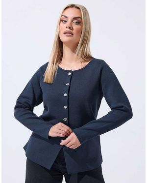 Yours Clothing Long Sleeve Knitted Top - Blue