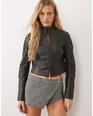 Urbancode Veste structurée à détails brodés - asperge - Gris