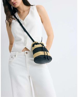 Stradivarius Contrast Crochet Crossbody Bag - White
