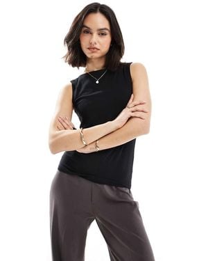 Vero Moda Boat Neck Sleeveless Jersey Top - Black