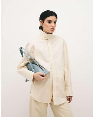 Mango Capsule 100% Cotton High Neck Shirt - Natural