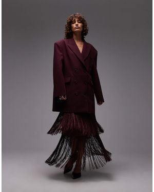 ASOS Fringe Midi Skirt - Red