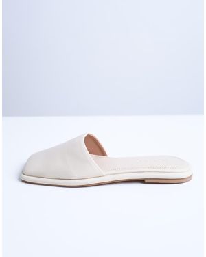 TOPSHOP Almina Real Leather Square Toe Mules - White