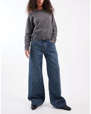 Edikted Esmay Studded Low Rise Jean - Blue